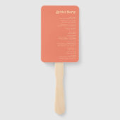 Modernes Retro | Coral Wedding Program Hand Fan Fächer (Rückseite)
