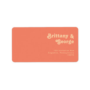 Modernes Retro Coral Wedding RSVP Rücksendeadre Adressaufkleber