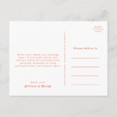 Modernes Retro | Coral Wedding Vielen Dank Postcar Postkarte (Rückseite)