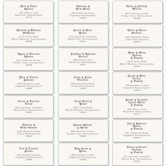 Modernes Retro | Cream Wedding Guest Address Label (Vorderseite)