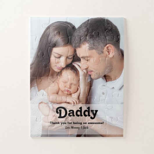 Modernes Retro Daddy Custom Foto Puzzle (Vertikal)