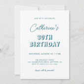 Modernes Retro Dark Aquamarin 30. Geburtstag Party Einladung (Vorderseite)