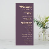 Modernes Retro | Dark Lila Cream Wedding Program Programm (Stehend Vorderseite)