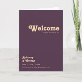 Modernes Retro | Dark Lila Folded Wedding Program Programm (Vorderseite)