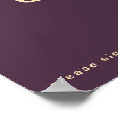 Modernes Retro | Dark Lila Guest Book Sign Poster (Ecke)