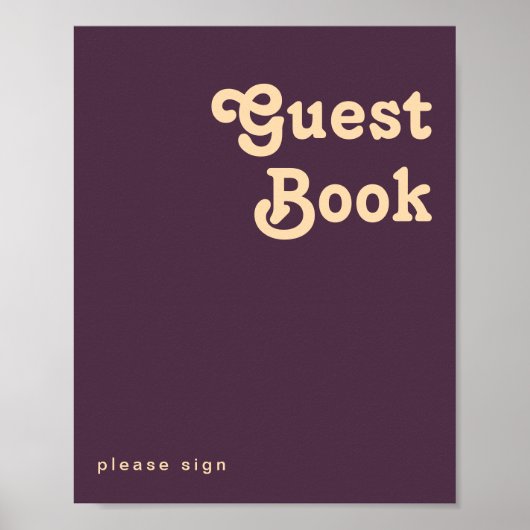 Modernes Retro | Dark Lila Guest Book Sign Poster (Vorne)