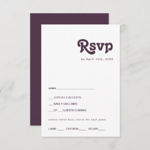 Modernes Retro   Dark Lila Menu Choice RSVP Card