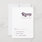 Modernes Retro | Dark Lila Rounded RSVP Card (Vorderseite)