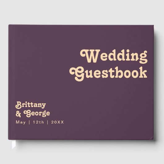 Modernes Retro | Dark Lila Wedbook Gästebuch (Vorderseite)