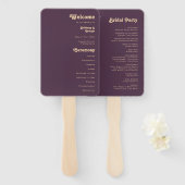Modernes Retro | Dark Lila Wedding Program Fächer (Vorne und Hinten)