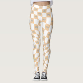 Modernes Retro-Design in beige und grau Leggings