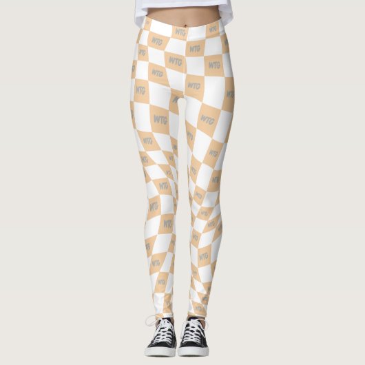 Modernes Retro-Design in beige und grau Leggings (Vorderseite)