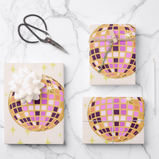 Modernes Retro Diskothek Ball Geschenkpapier Set (Vorderseite)