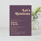 Modernes Retro | Dunkel Lila Feiern Einladung (Stehend Vorderseite)