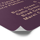 Modernes Retro | Dunkle Lila Alphabetische Sitzplä Poster (Ecke)