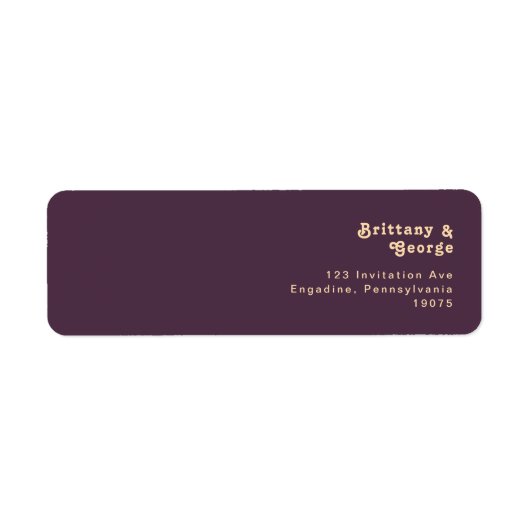 Modernes Retro | Dunkle Lila Rücksendeadresse (Vorne)