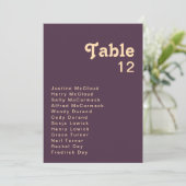 Modernes Retro | Dunkle Lila Tischnummer (Stehend Vorderseite)