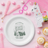 Modernes Retro Family Wiedersehen Camping Außenbäu Pappteller (Party)