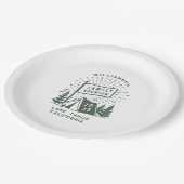 Modernes Retro Family Wiedersehen Camping Außenbäu Pappteller (Schrägansicht)