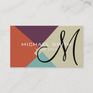 Modernes Retro-Farbmuster Monogramm #7 Visitenkarte