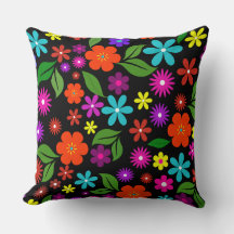 Modernes Retro-florales Schwarz Mitte des Jahrhund