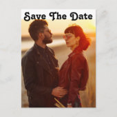 Modernes Retro-Foto Save the Date in Einladungspostkarte (Vorderseite)