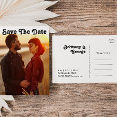 Modernes Retro-Foto Save the Date in Einladungspostkarte