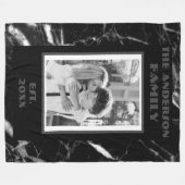 Modernes Retro-Foto Schwarz-weißes Marmordesign Fleecedecke (Vorderseite (Horizontal))