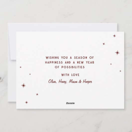 Modernes Retro Frohe Weihnachten | Cherry Red (Rückseite)