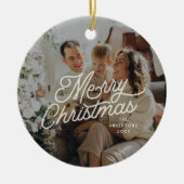 Modernes Retro Frohe Weihnachten Foto Bold Script Keramik Ornament (Vorne)