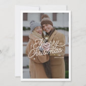 Modernes Retro Frohe Weihnachten Foto Sterne Skrip (Vorderseite)