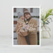 Modernes Retro Frohe Weihnachten Foto Sterne Skrip (Stehend Vorderseite)