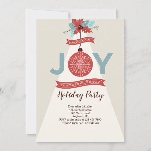 Modernes Retro Geometrisches Weihnachten Einladung (Vorderseite)