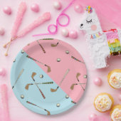Modernes Retro Golf Golfer Pink Blau Muster Pappteller (Party)