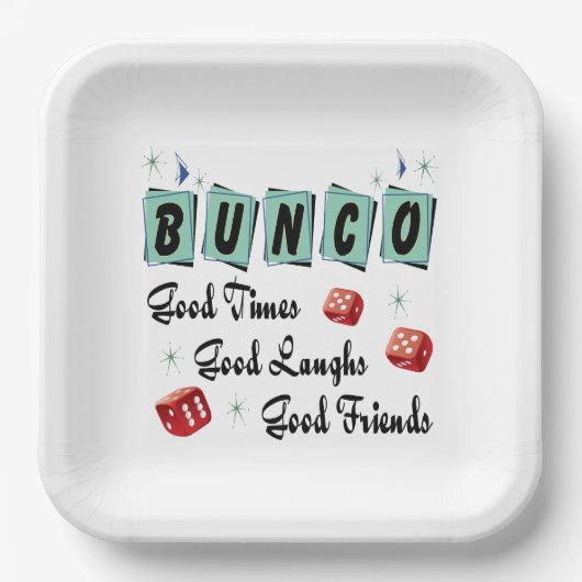 Modernes Retro Good Friends Bunco Pappteller (Vorderseite)