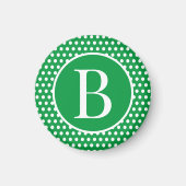 Modernes Retro Green Polka Dots Anfangsschreiben Magnet (Vorne)