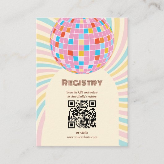 Modernes Retro Groovy Disco Brautparty Begleitkarte (Vorderseite)