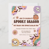 Modernes Retro Groovy Spooktacular Fun Halloween Einladung (Vorderseite)