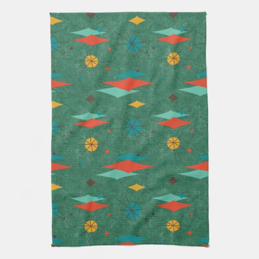 Modernes Retro-grünes Velvet-Look aus dem Mittelal Geschirrtuch (Vertikal)