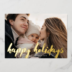 Modernes Retro Happy Holidays Gold Weihnachtsfest  Folien Feiertagskarte