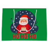 Modernes Retro Ho Ho Ho niedlich Weihnachtsgrün Große Geschenktüte (Vorderseite)