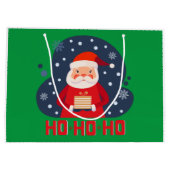 Modernes Retro Ho Ho Ho niedlich Weihnachtsgrün Große Geschenktüte (Rückseite)