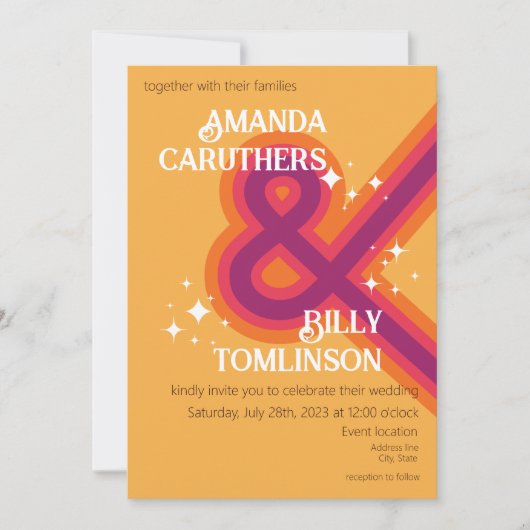 Modernes Retro-Hochzeitsdesign Einladung (Vorderseite)