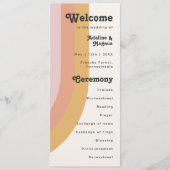 Modernes Retro-Hochzeitsprogramm der 70er Jahre Programm (Vorderseite)