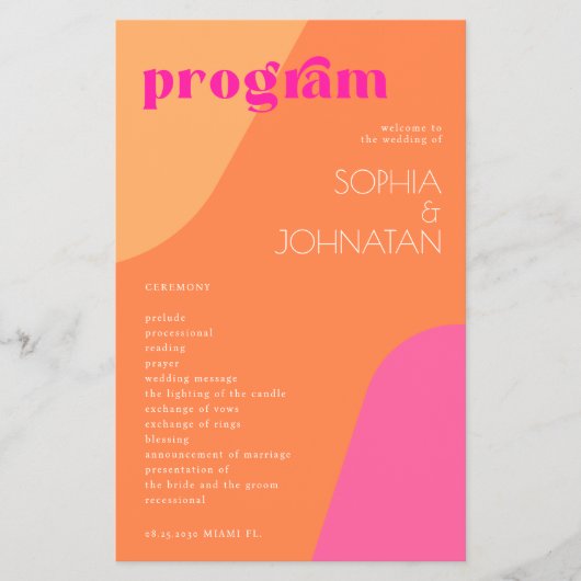 Modernes Retro-Hochzeitsprogramm Flyer (Vorne)