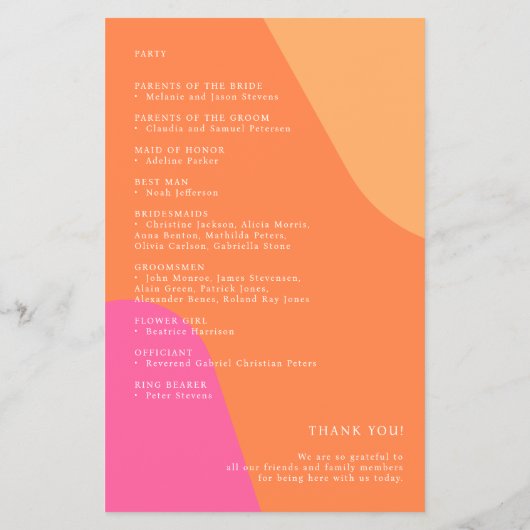 Modernes Retro-Hochzeitsprogramm Flyer (Hinten)