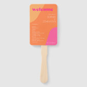 Modernes Retro-Hochzeitsprogramm in rosa Orange Fächer (Vorderseite)