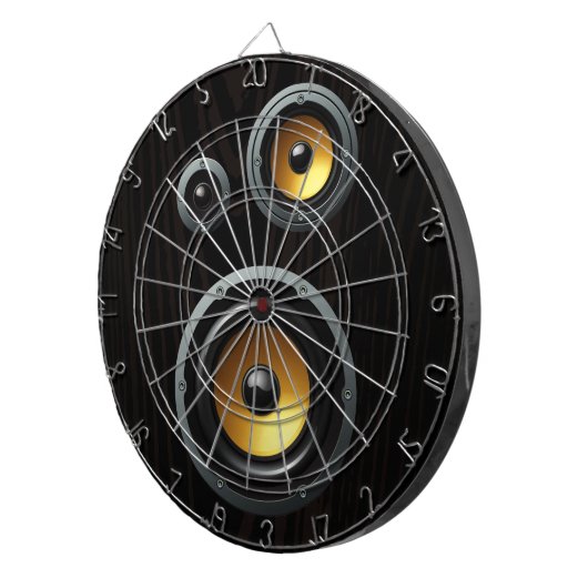 Modernes Retro hölzernes Korn-Lautsprecher-Trio Dartscheibe (Vorderseite rechts)