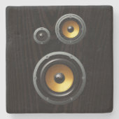 Modernes Retro hölzernes Korn-Lautsprecher-Trio Steinuntersetzer (Vorderseite)