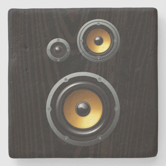 Modernes Retro hölzernes Korn-Lautsprecher-Trio Steinuntersetzer (Vorderseite)